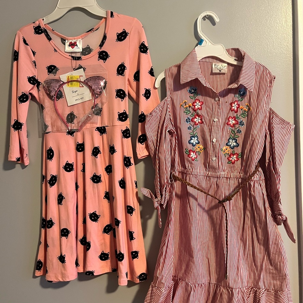 Beautees Pink Ruffled Tiered Tie Front Dress